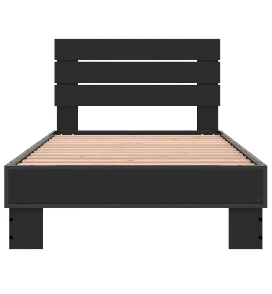 Bettgestell Schwarz 75x190 cm Holzwerkstoff und Metall