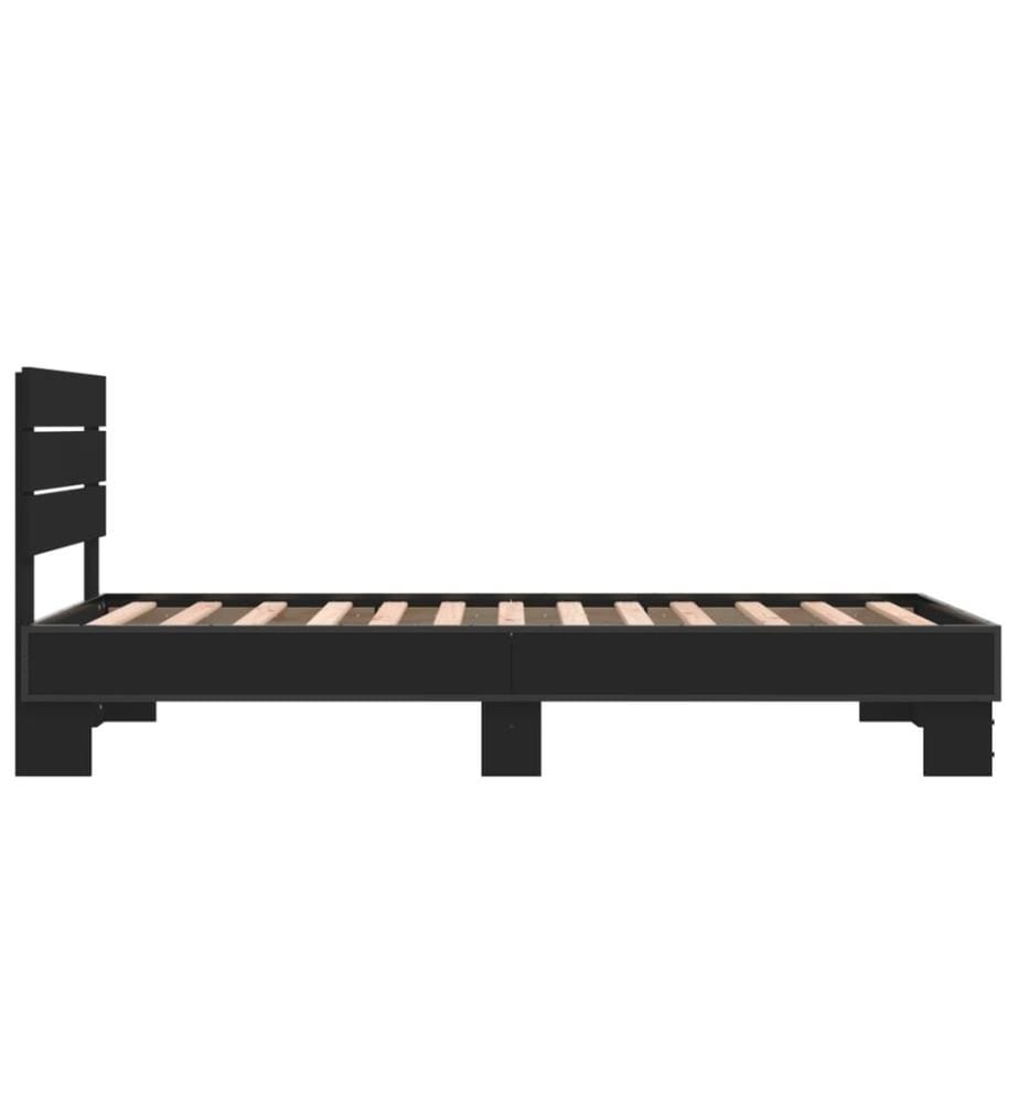 Bettgestell Schwarz 75x190 cm Holzwerkstoff und Metall