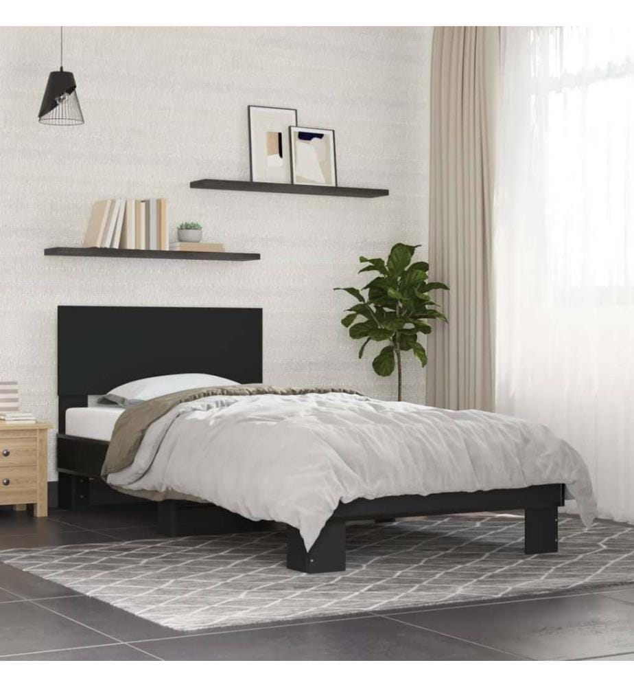 Bettgestell Schwarz 75x190 cm Holzwerkstoff und Metall