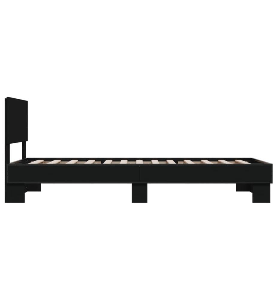 Bettgestell Schwarz 75x190 cm Holzwerkstoff und Metall