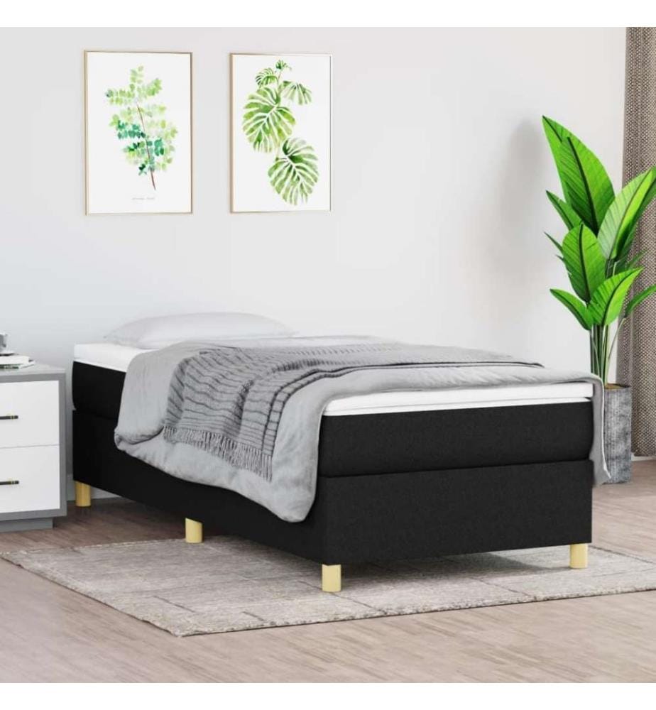 Lit à sommier tapissier et matelas Noir 80x200 cm Tissu