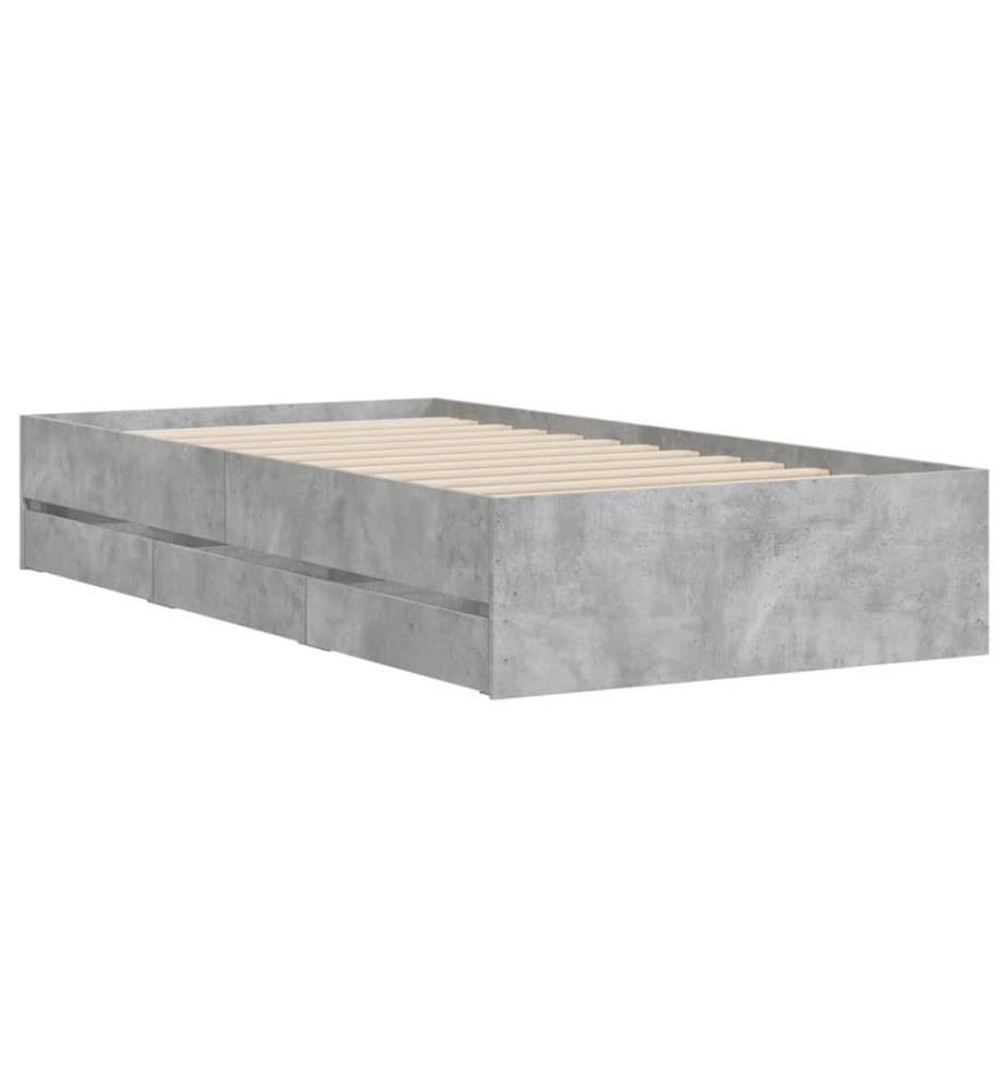 Bettgestell mit Schubladen Betongrau 75x190 cm Holzwerkstoff