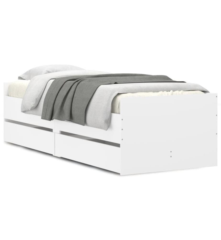 Bett mit Schubladen Weiss 75x190 cm