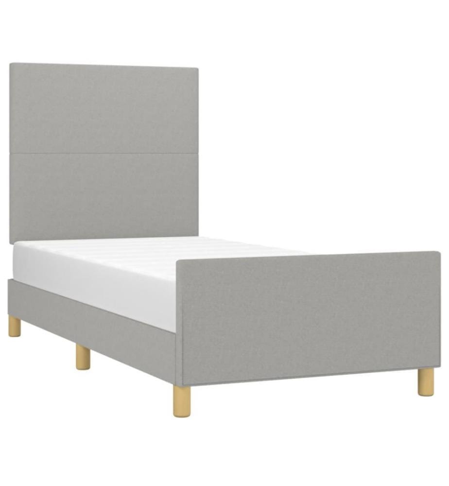 Bettgestell mit Kopfteil Hellgrau 80x200 cm Stoff
