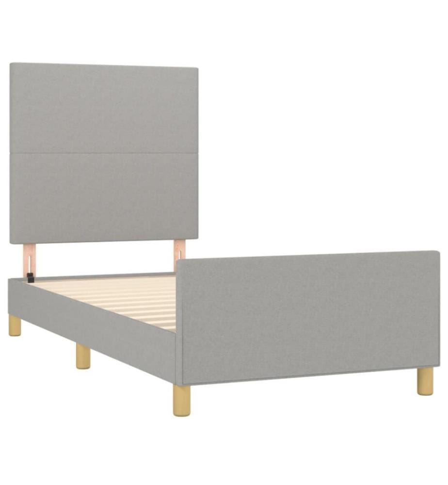Bettgestell mit Kopfteil Hellgrau 80x200 cm Stoff