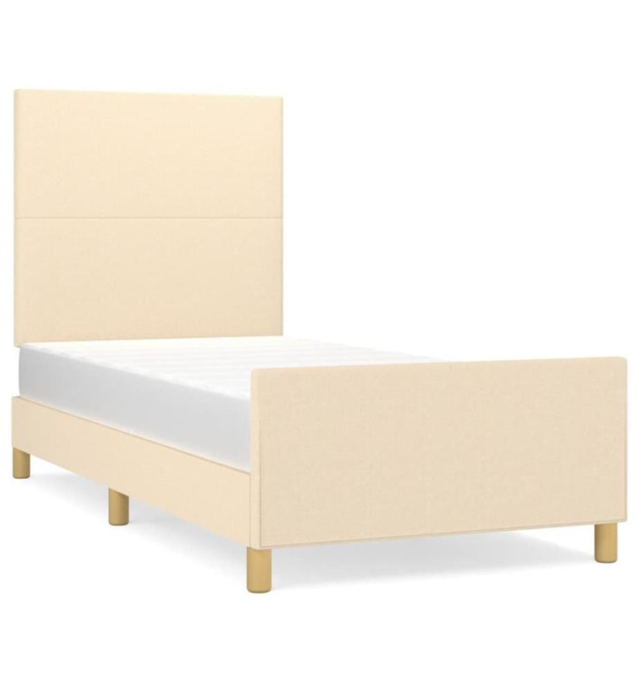 Cadre de lit avec tête de lit Crème 80x200 cm Tissu