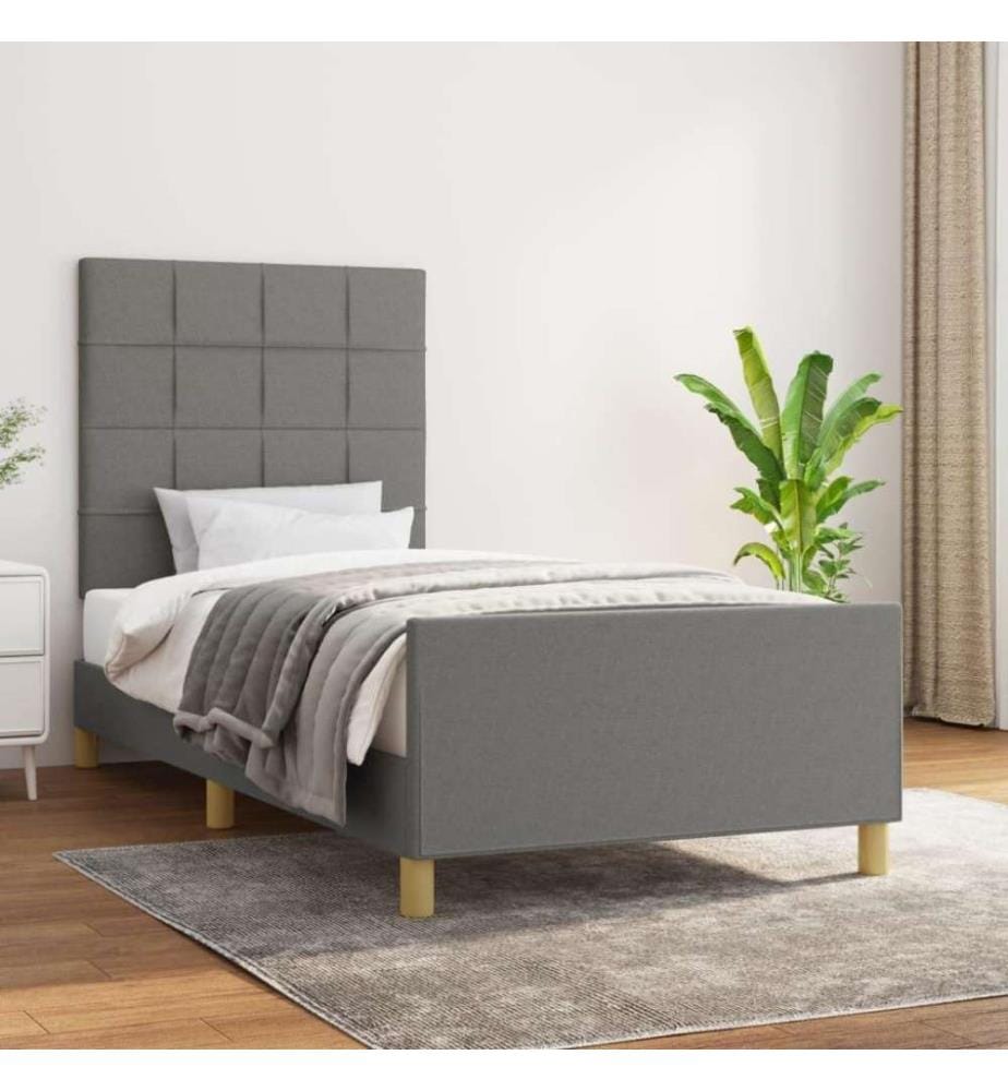 Cadre de lit avec tête de lit Gris foncé 80x200 cm Tissu