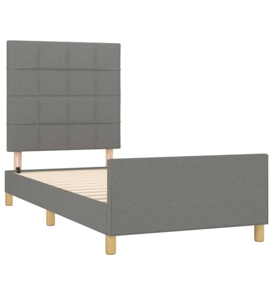 Cadre de lit avec tête de lit Gris foncé 80x200 cm Tissu