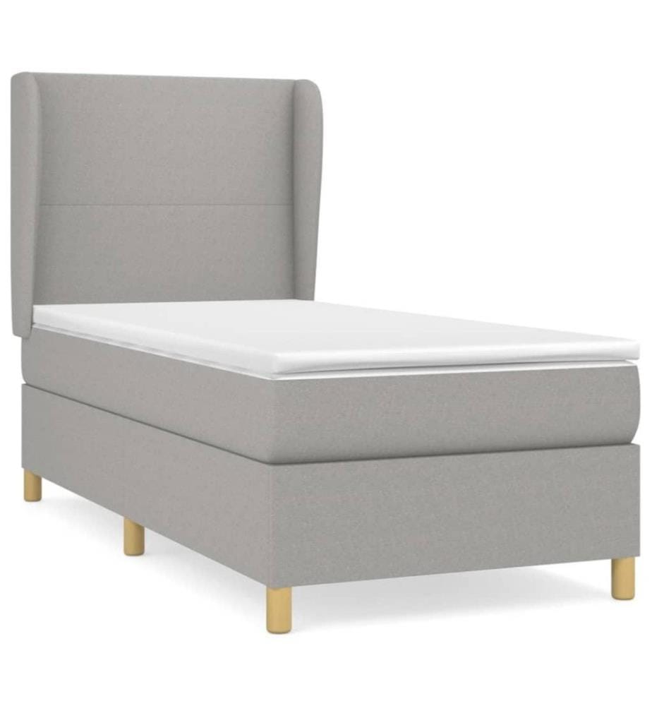 Boxspringbett mit Matratze Hellgrau 80x200 cm Stoff