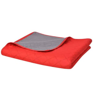 Couvre-lit matelassé double-face Rouge et gris 220x240 cm