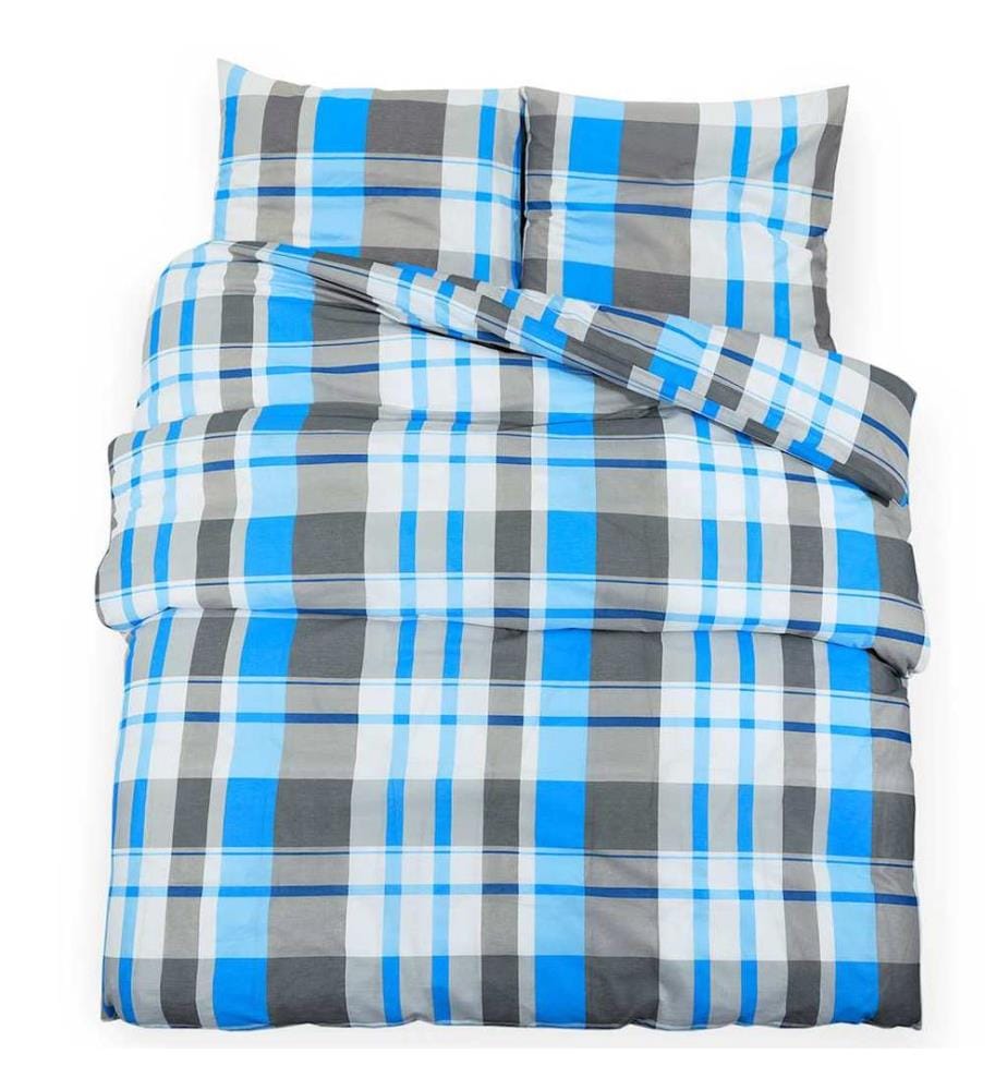 Ensemble de housse de couette Bleu et gris 260x240 cm Coton