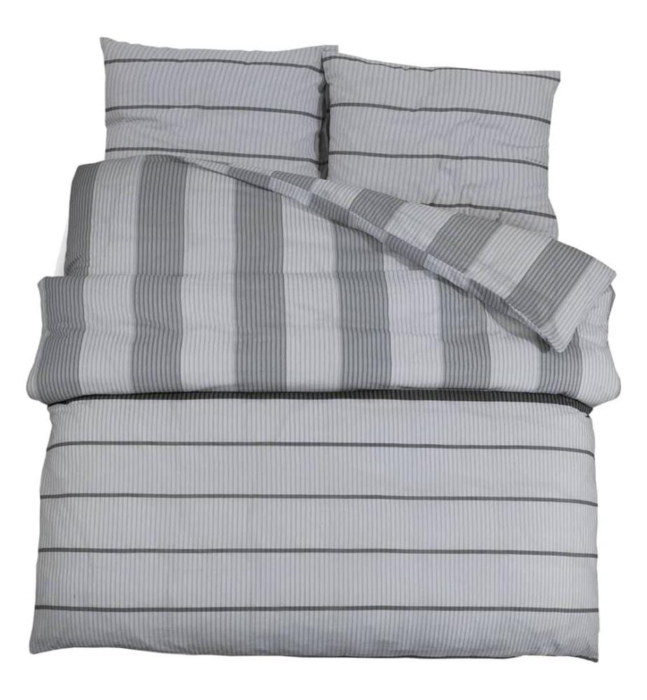 Ensemble de housse de couette Gris 200x200 cm Coton