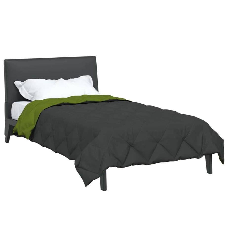 Duvet d'été simple Vert et Anthracite 220 x 140 cm Microfibre