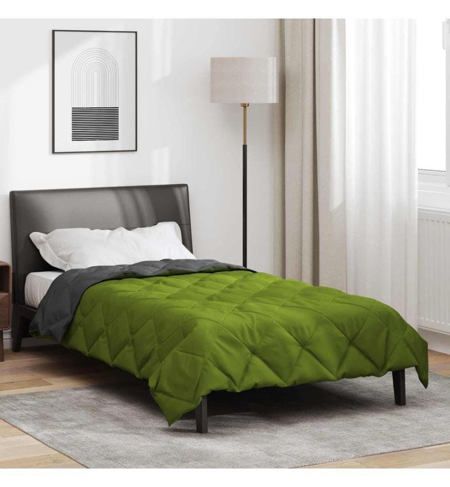 Duvet d'été simple Vert et Anthracite 220 x 140 cm Microfibre