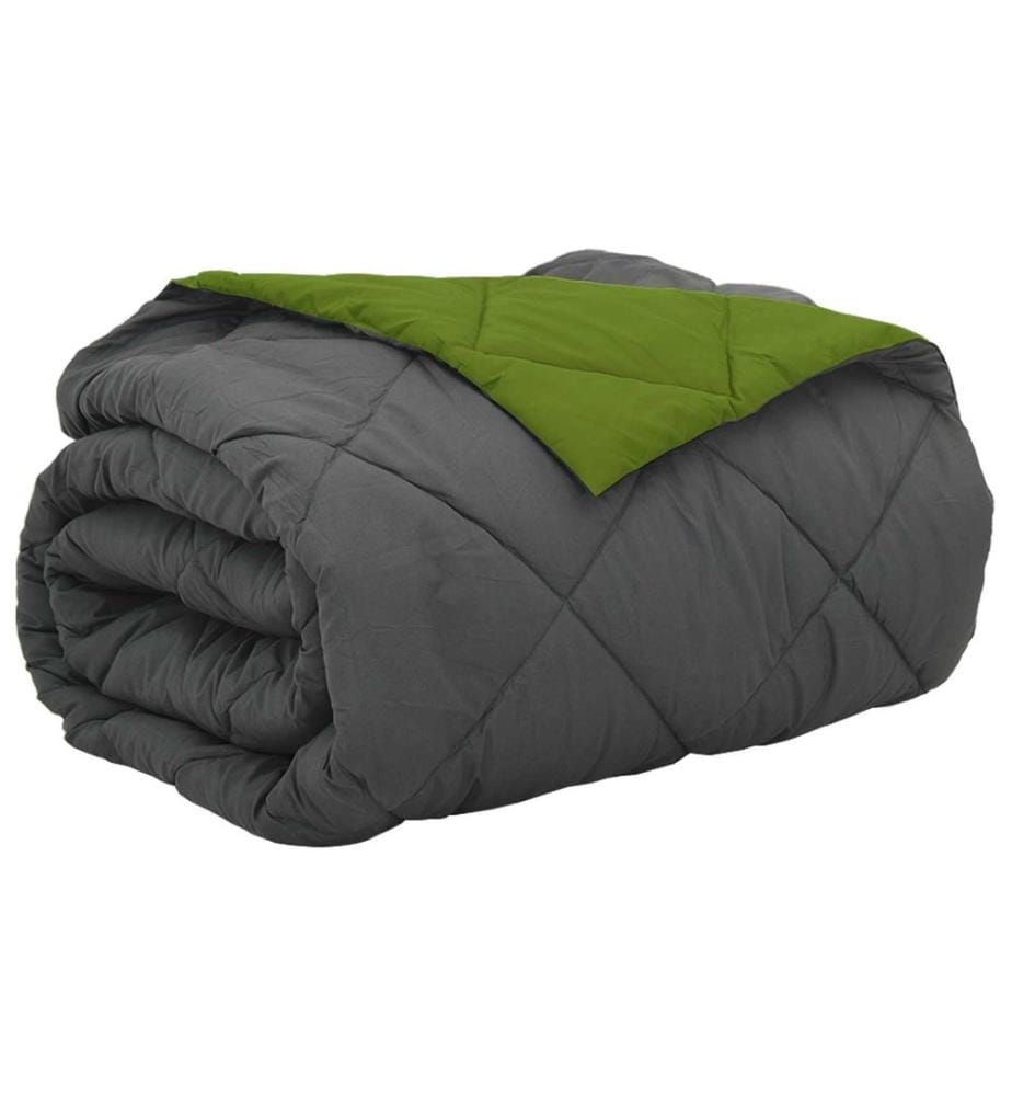 Duvet d'été simple Vert et Anthracite 220 x 260 cm Microfibre