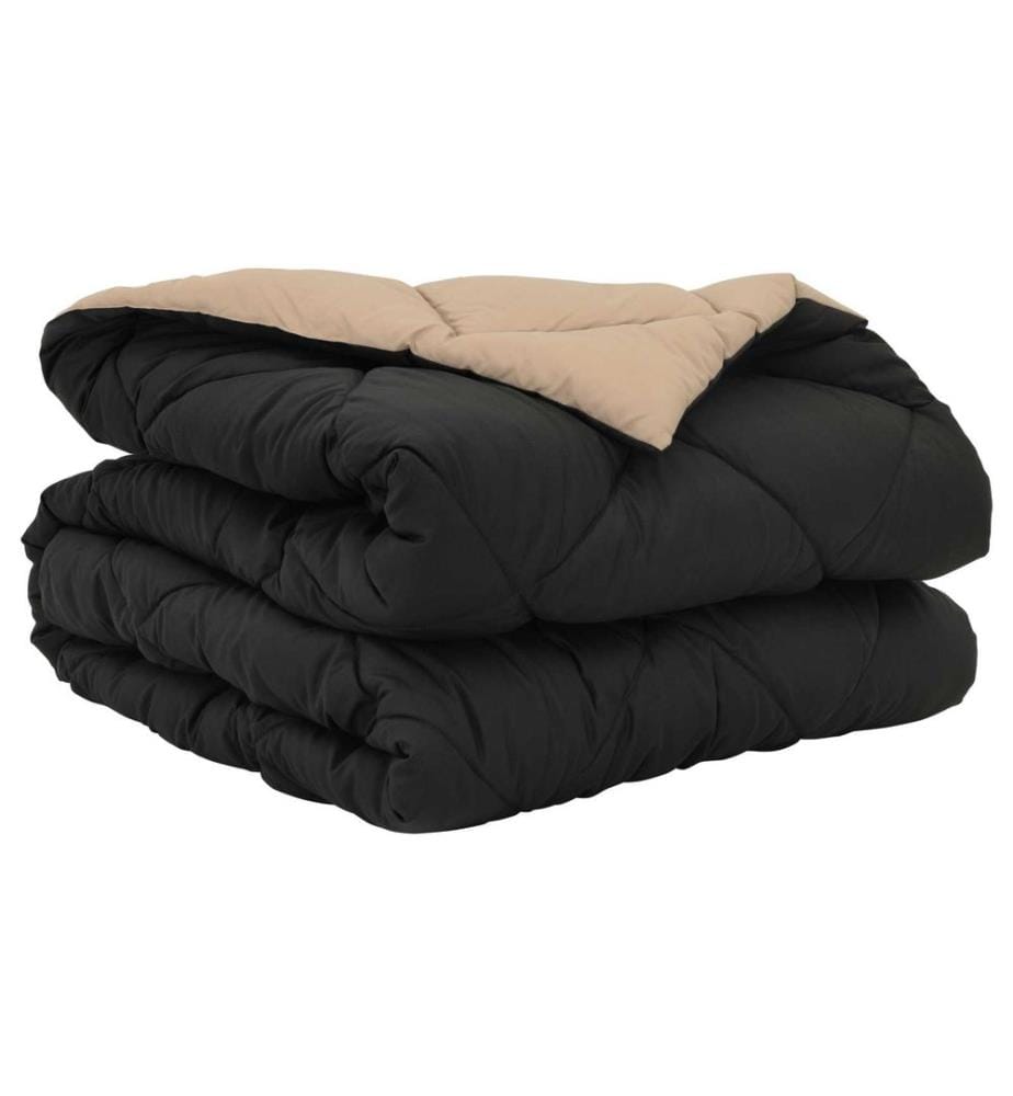 Duvet d'été simple Noir et Taupe 220 x 135 cm Microfibre
