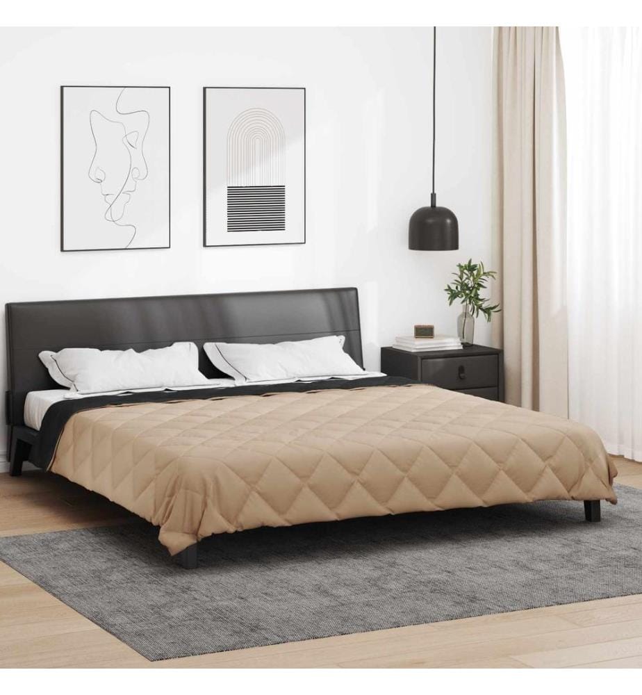 Duvet d'été simple Noir et Taupe 220 x 260 cm Microfibre