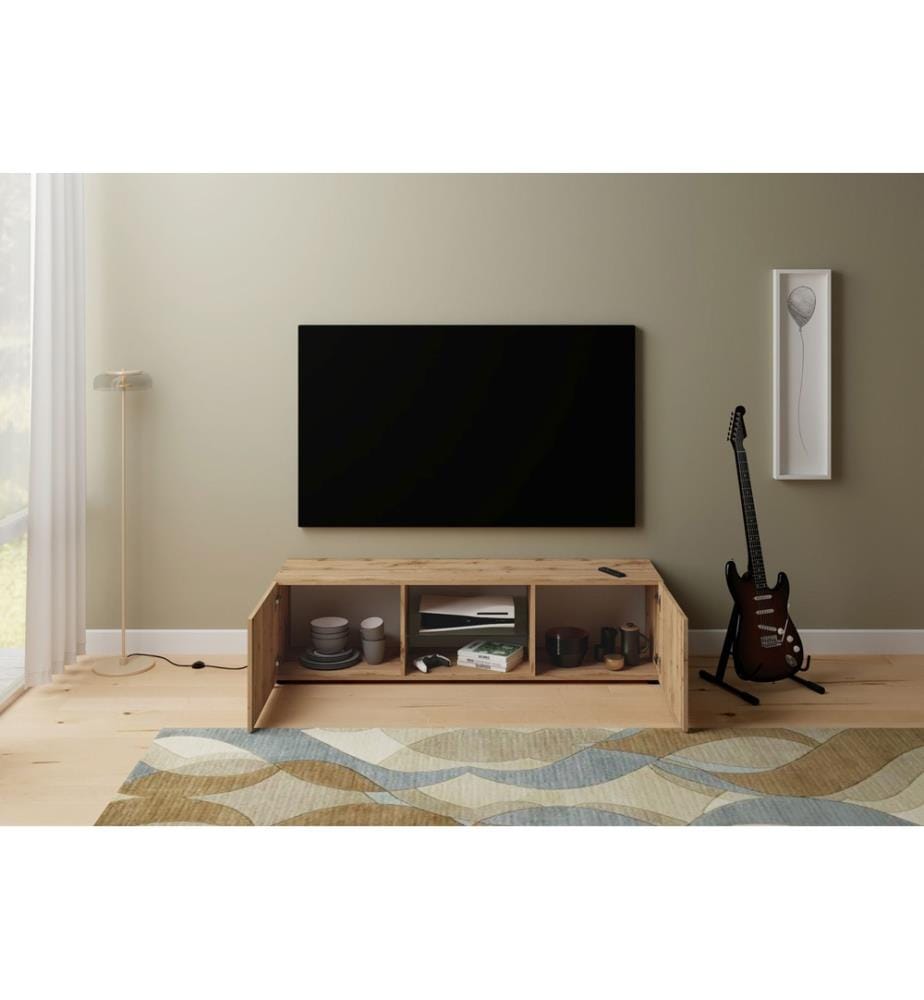 TV-Schrank 2-türig mit offenem Fach 150x40x40 cm Elios Eiche Natur