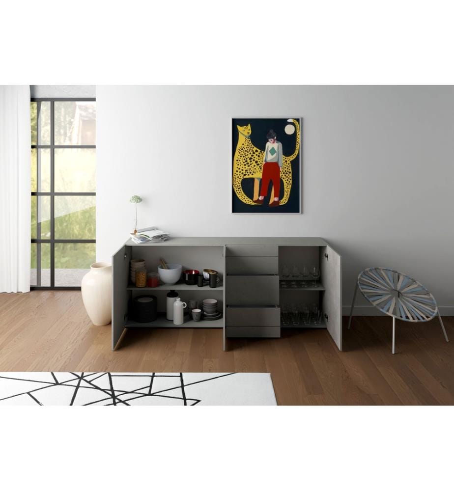 Commode 3 portes/3 tiroirs 200x40x83,5 cm Elios Cachemire