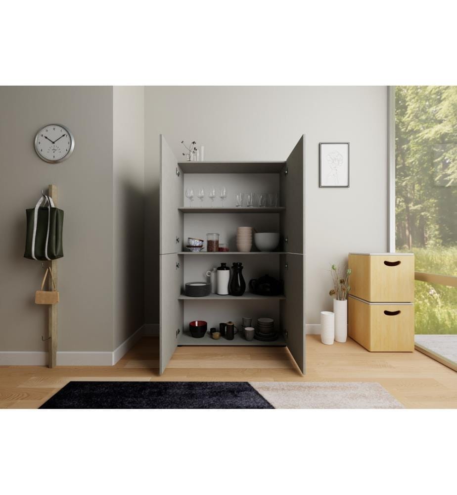 Commode haute 4 portes 100x35x165 cm Elios Cachemire