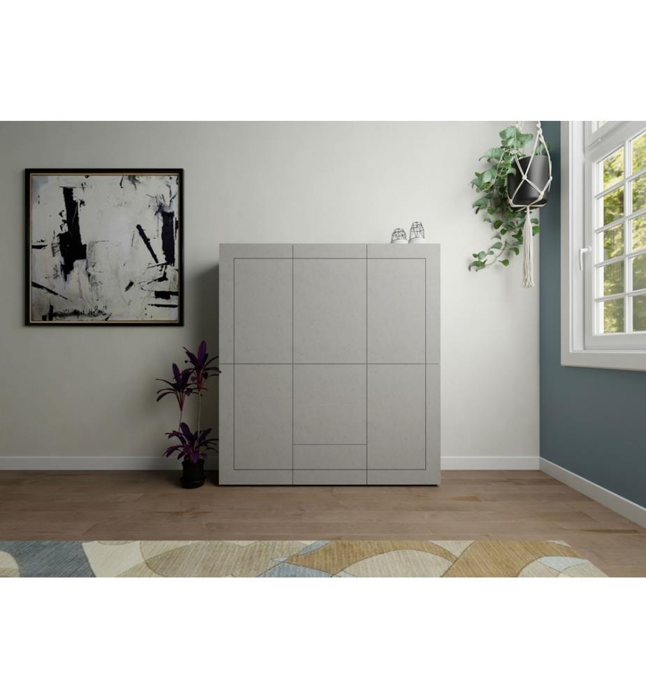 Commode haute 5 portes/3 tiroirs 150x35x165 cm Elios Cachemire