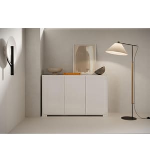 Sideboard 3 Türen 130x40x83 cm Lumina glänzendes Weiss