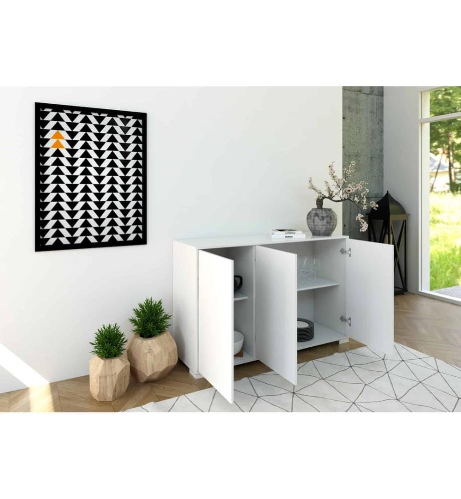 Buffet 3 portes 130x40x83 cm Lumina blanc brillant