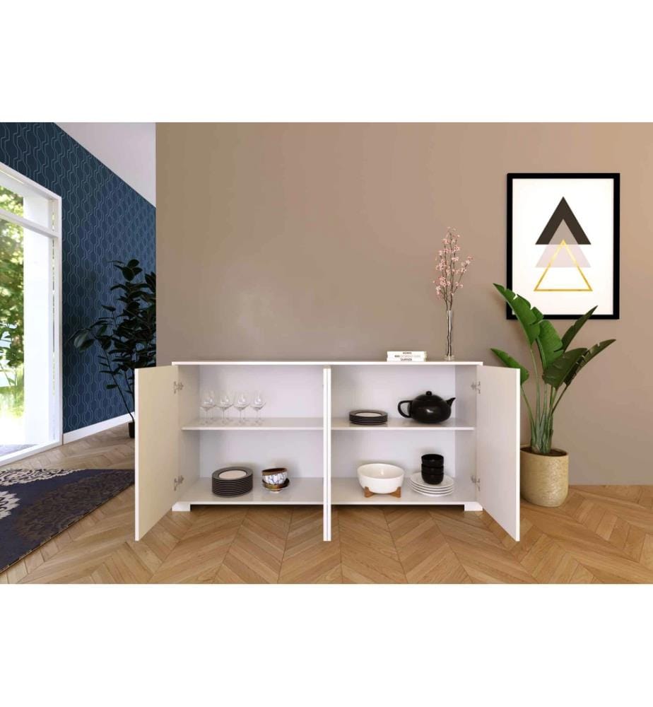 Buffet 4 portes 172x40x83 cm Lumina blanc brillant