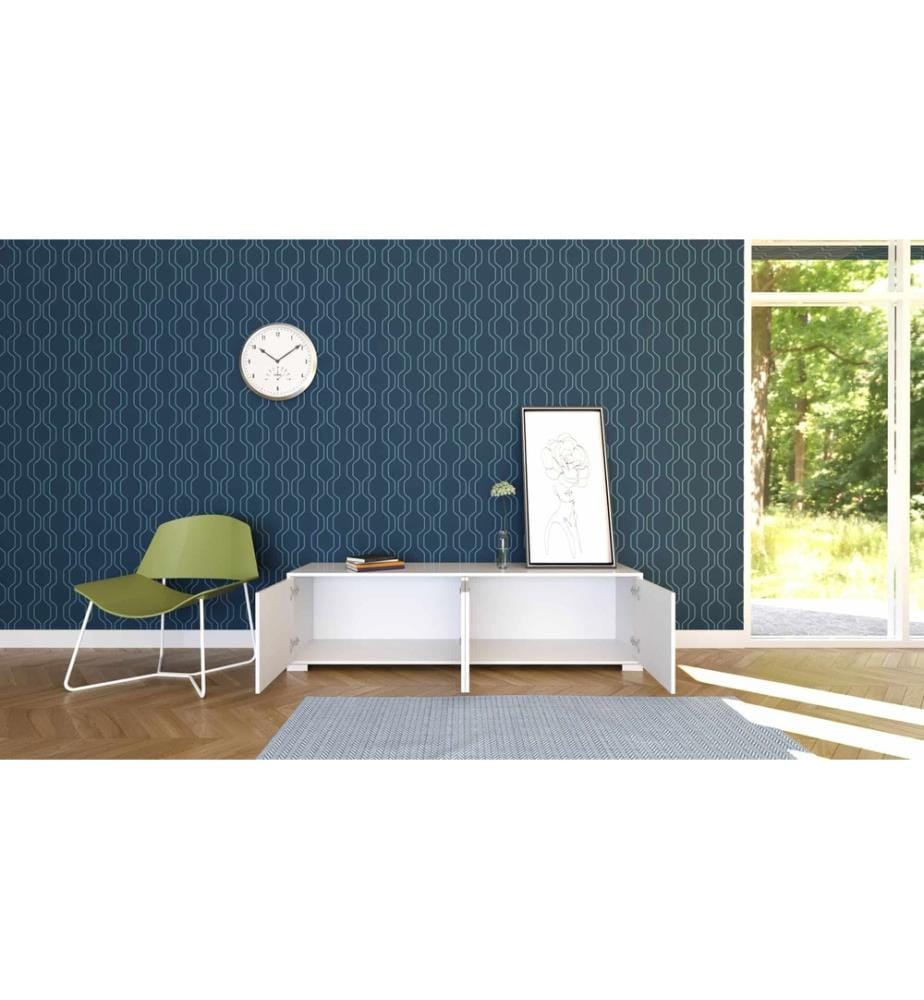 Buffet 4 portes 172x40x48 cm Lumina blanc brillant