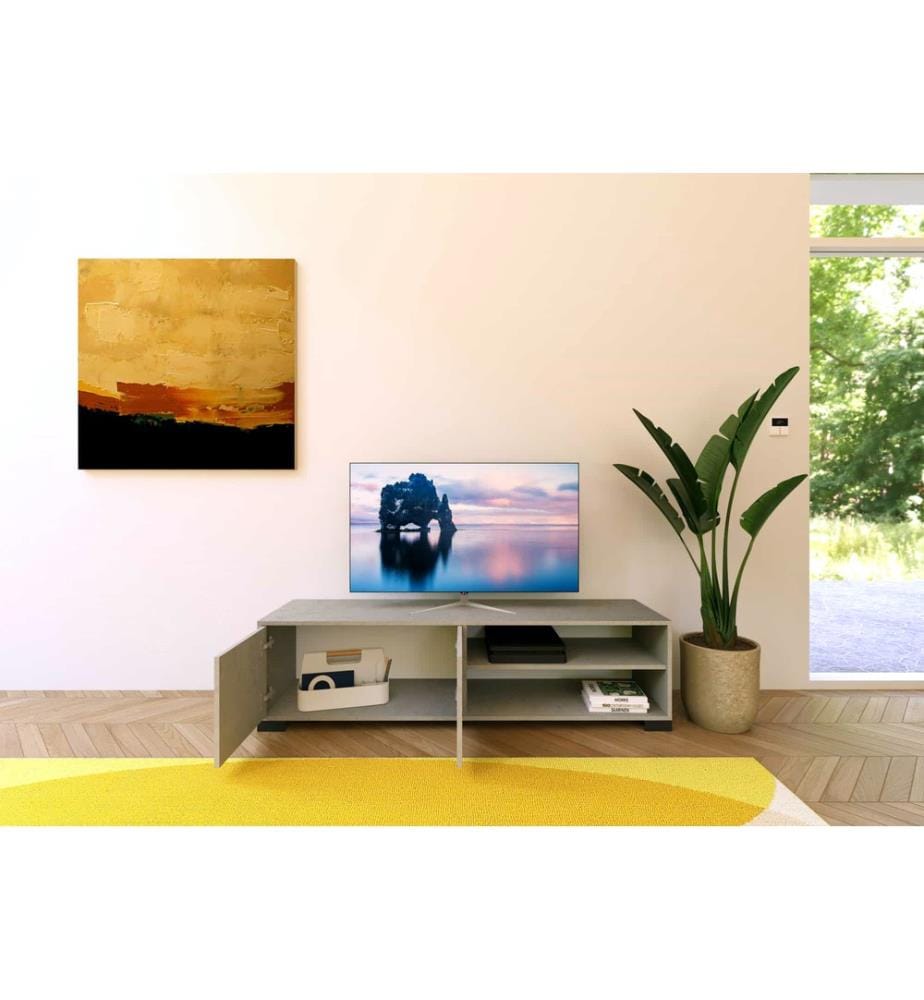 Lowboard 2 portes 2 compartiments ouverts 150x40x40 cm Lumina cashmere