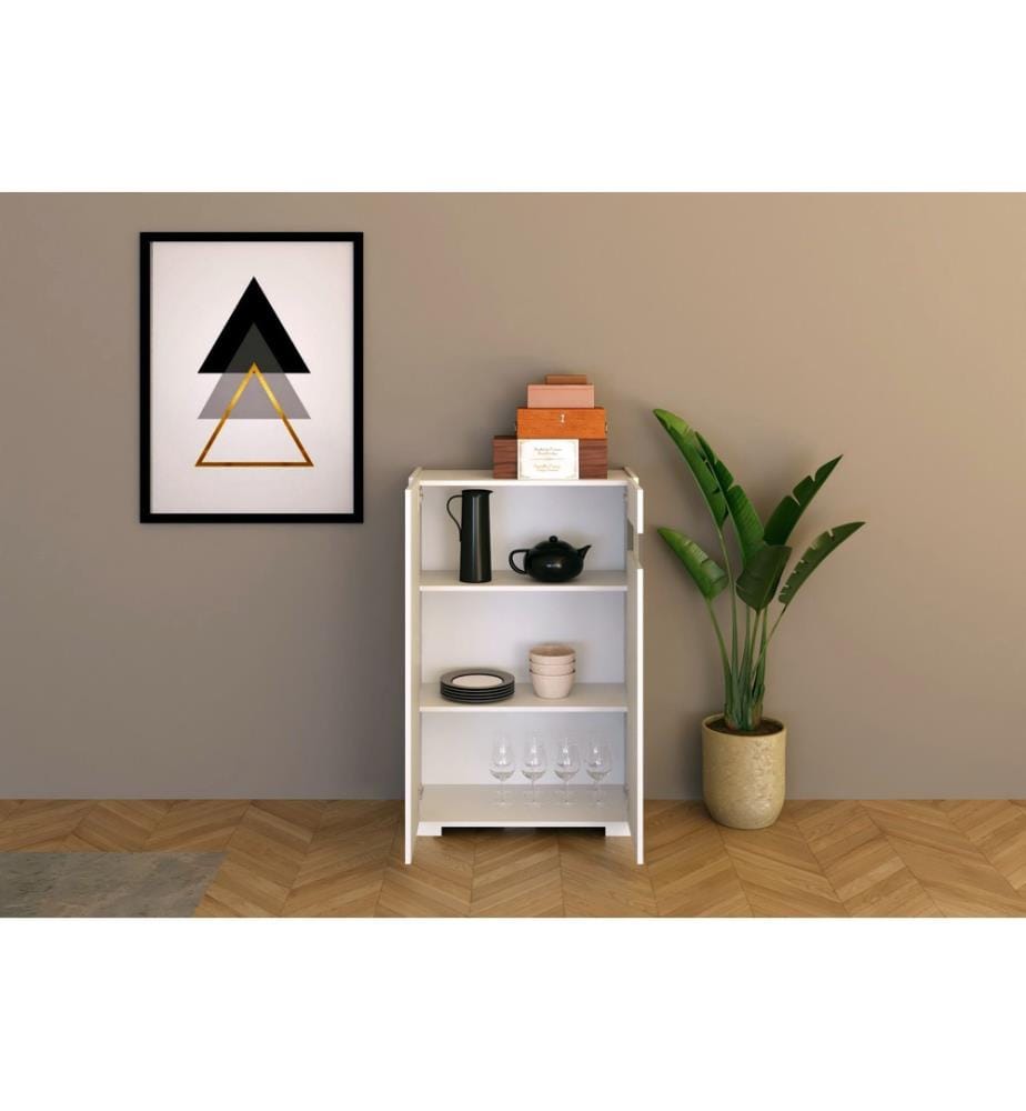 Highboard 2 Türen 70x35x110 cm Riflesso glänzendes Weiss