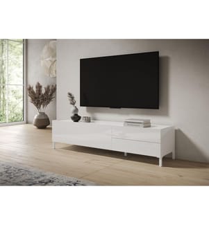 Lowboard 1 Klappe/2 Schubkästen 160x42x40 cm Solaria glänzendes Weiss