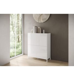 Highboard 4 Türen 90x35x110 cm Solaria glänzendes Weiss