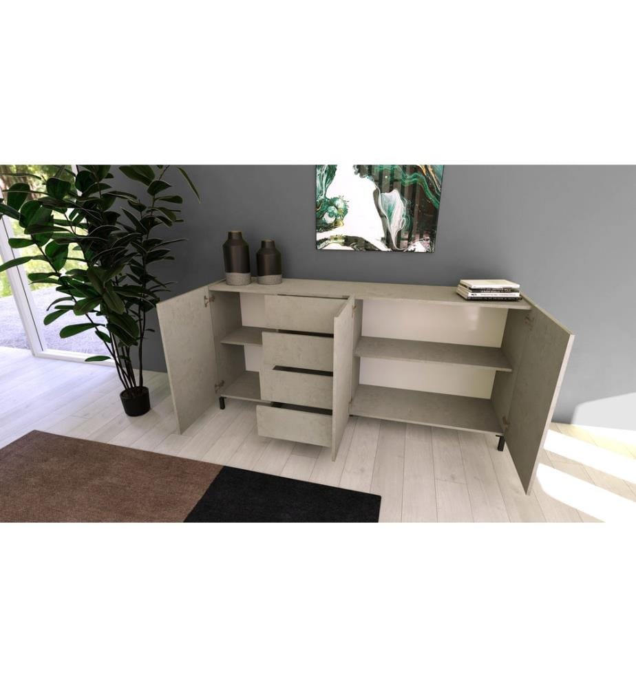 Buffet 3 portes/4 tiroirs 174x40x84 cm Solaria cashmere