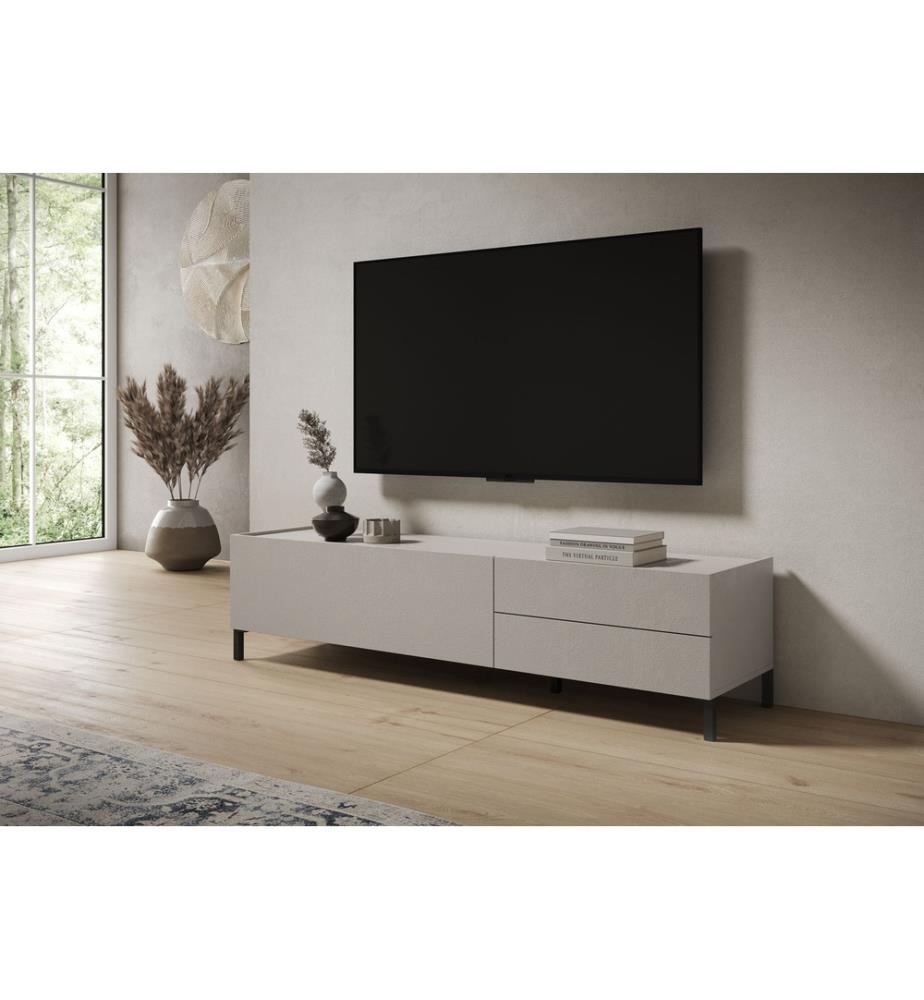 Buffet bas 1 abattant/2 tiroirs 160x42x40 cm Solaria cashmere