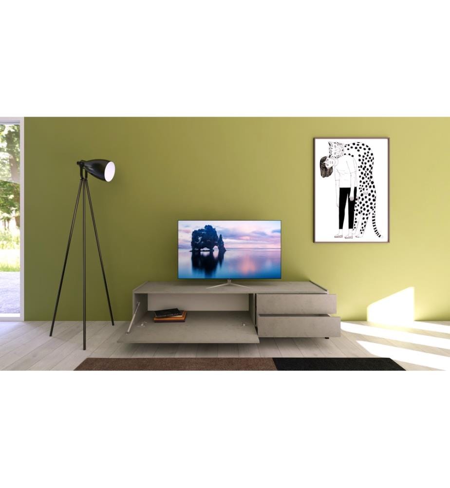 Buffet bas 1 abattant/2 tiroirs 160x42x40 cm Solaria cashmere
