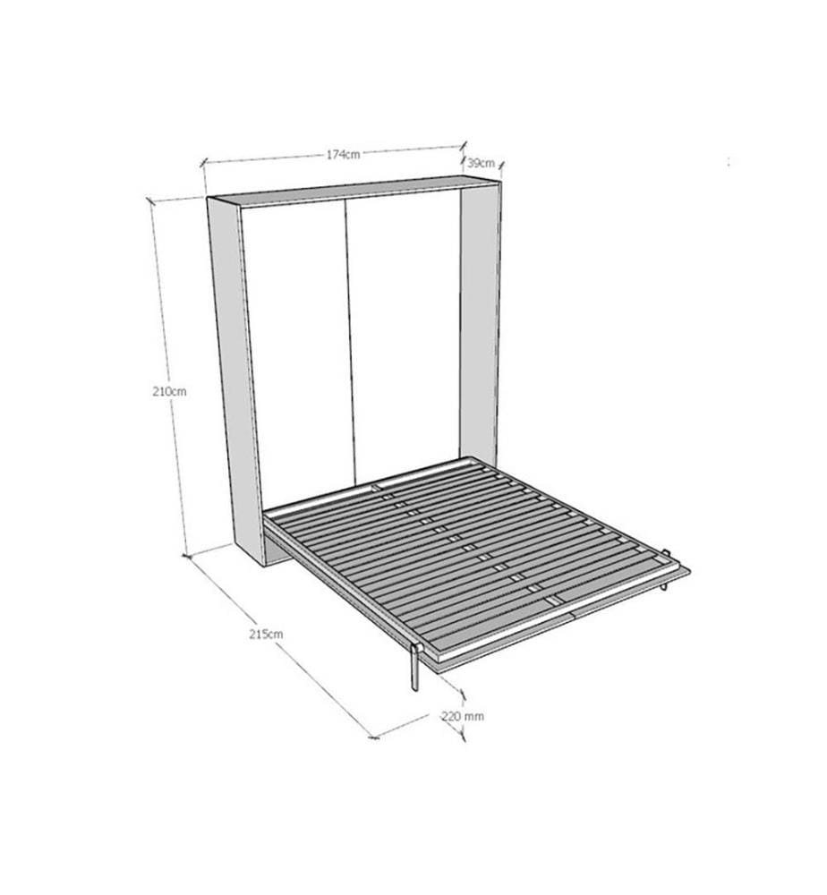 Lit escamotable Kentaro 160 Vertical - Marron
