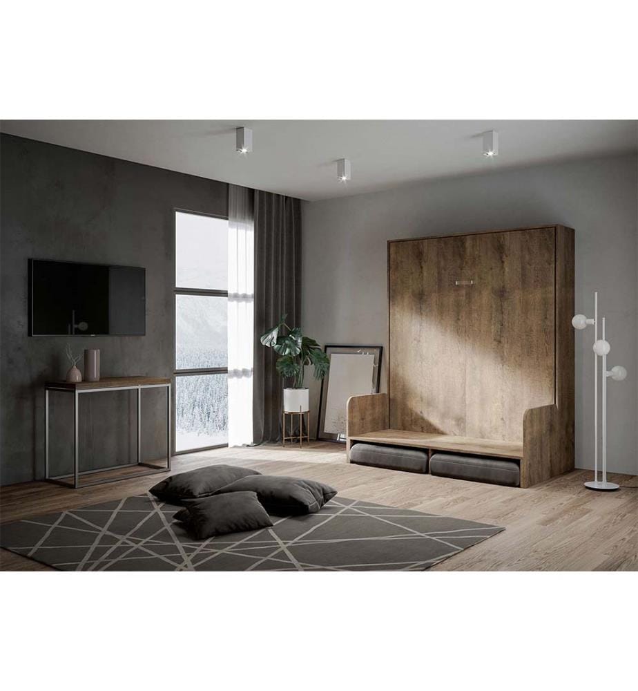 Lit escamotable Kentaro Sofà 160 Vertical - Marron