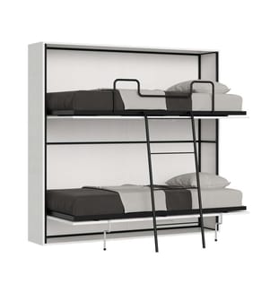 Lit escamotable Kando Lit superposé 2 places horizontal avec matelas - Blanc