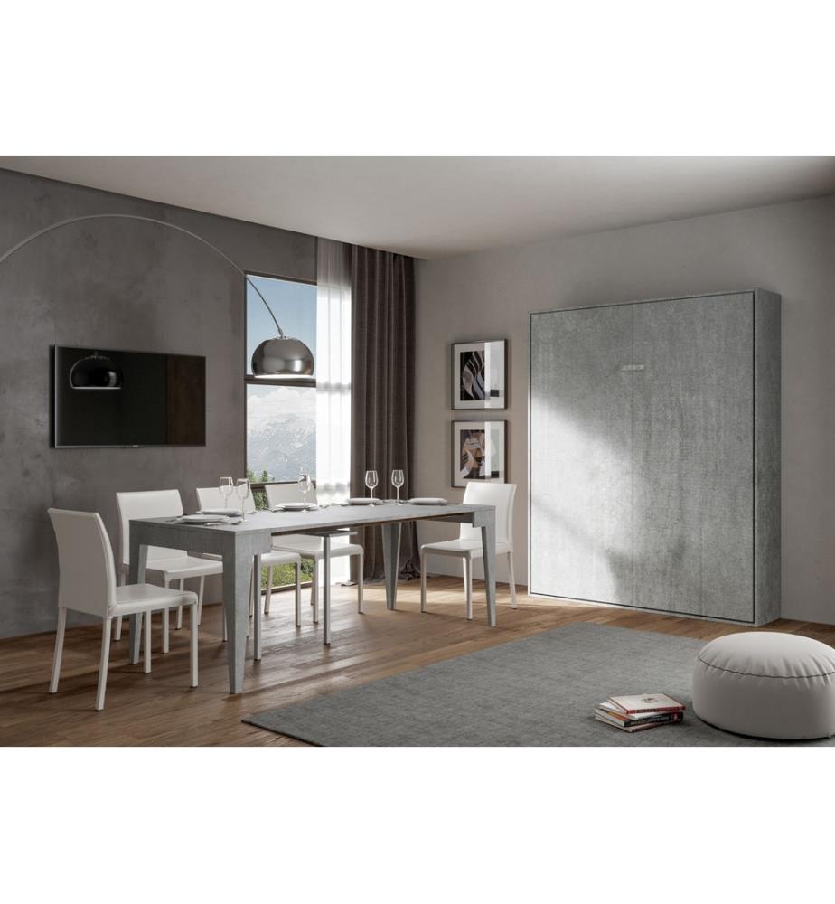 Lit escamotable Kentaro 160 vertical ciment