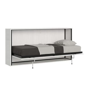 Lit escamotable Kando Lit à l'anglaise horizontal avec matelas - Blanc