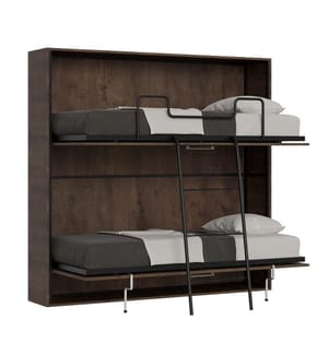 Lit escamotable Kando Lit superposé 2 places Horizontal avec matelas - Marron