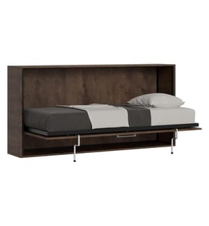 Lit escamotable Kando Lit à l'anglaise horizontal avec matelas - Marron