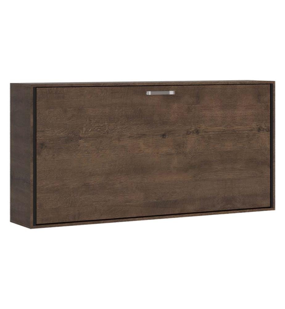 Lit escamotable Kando Lit à l'anglaise horizontal avec matelas - Marron