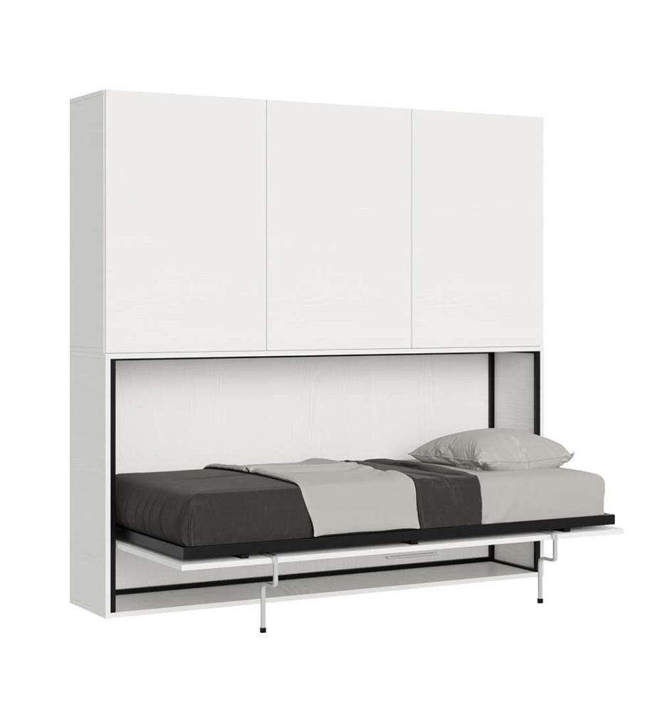 Lit escamotable Kando Lit à l'anglaise horizontal avec matelas Comp. D - Blanc