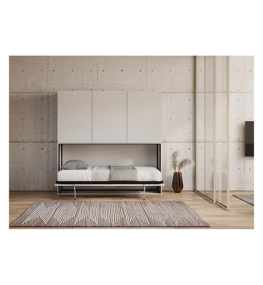 Lit escamotable Kando Lit à l'anglaise horizontal avec matelas Comp. D - Blanc