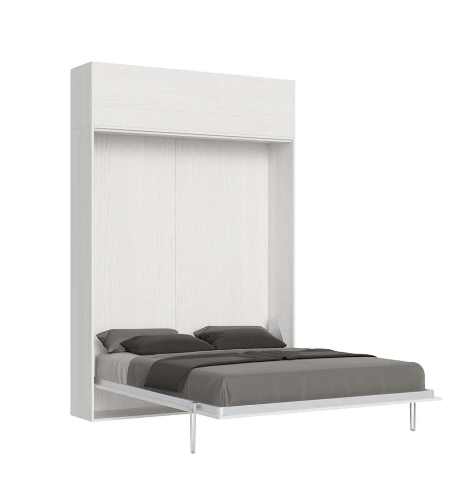 Lit escamotable Kentaro 160 Vertical avec armoire murale Vasistas - Blanc