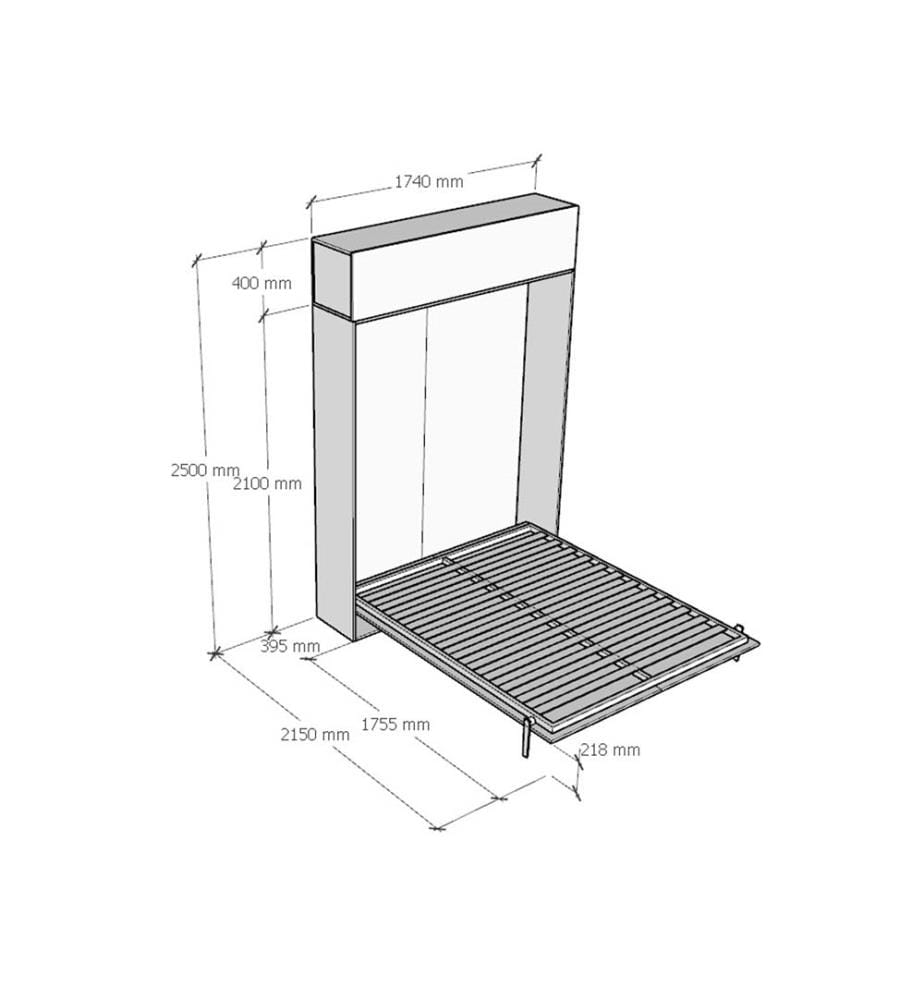 Lit escamotable Kentaro 160 Vertical avec armoire murale Vasistas - Blanc