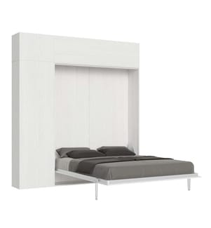 Lit escamotable Kentaro 160 Vertical avec armoire à colonnes et armoires murales Vasistas - Blanc