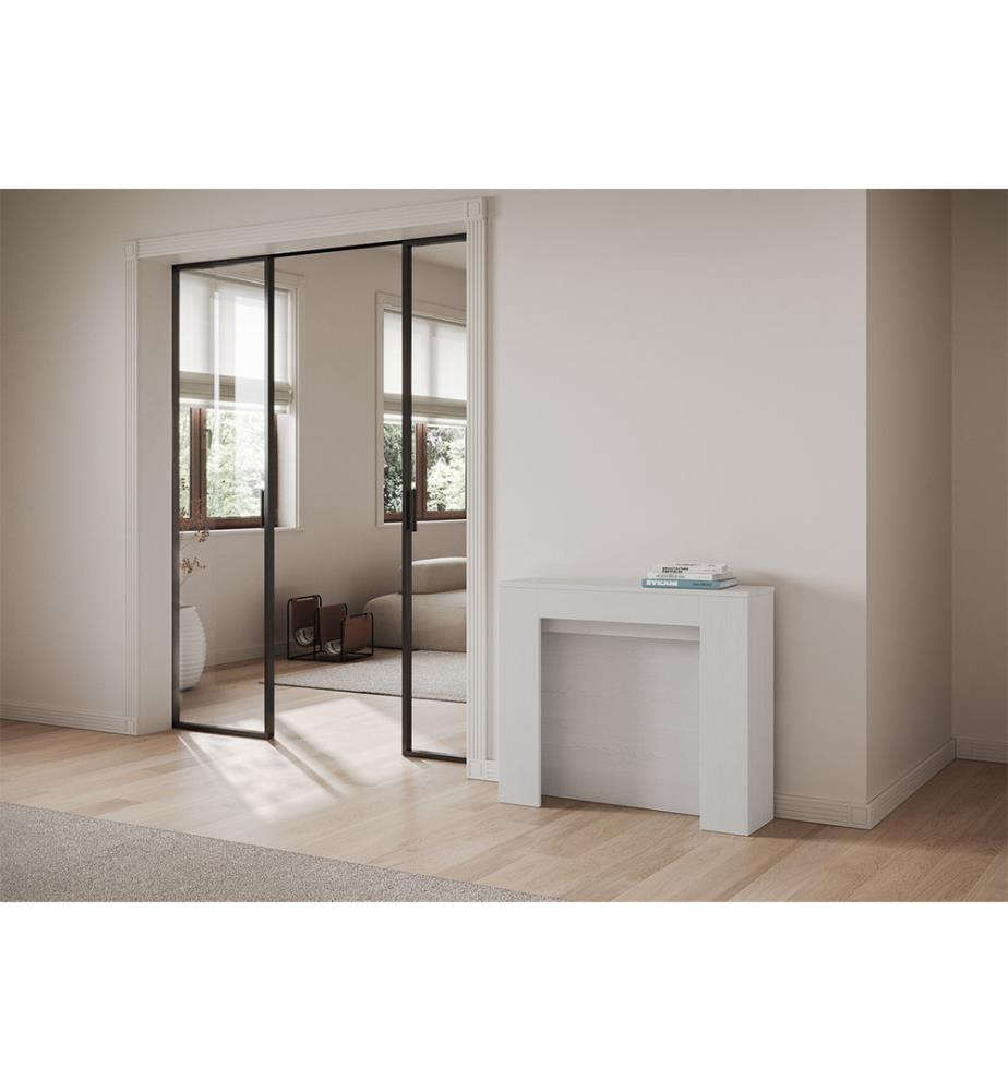 Console Extensible 90 x 25-211 cm Kiba - Blanc